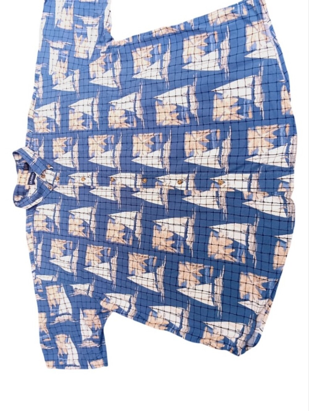 Puritan Mens 3XL Sail Boat Print Casual Button Up